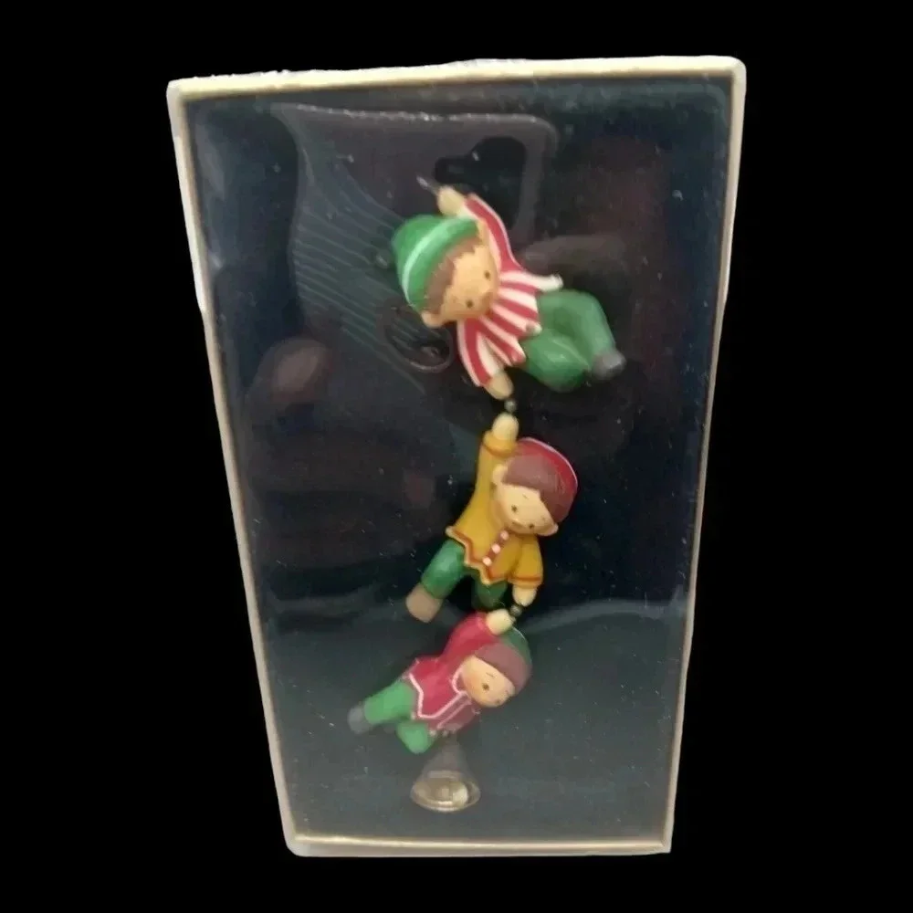 Hallmark elfin antics 1980 christmas ornament set of 2